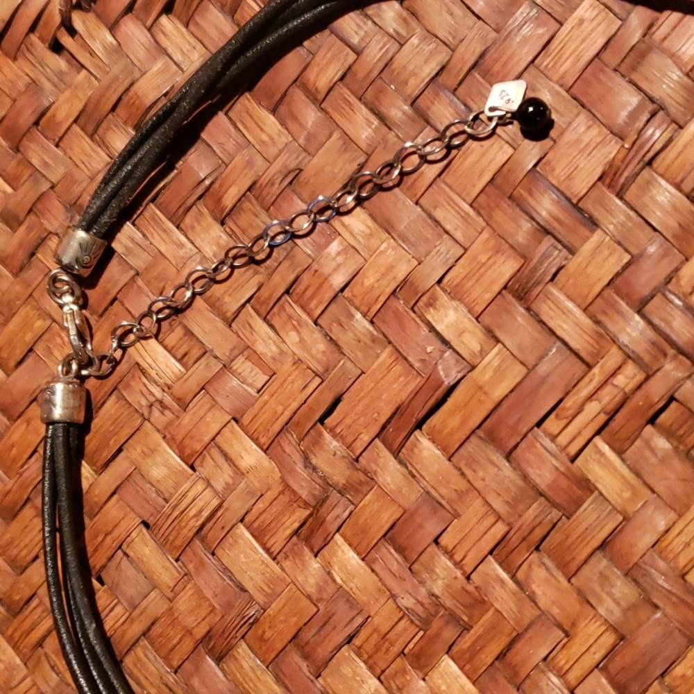 Silpada 4 strand black leather choker with amber pendant - Picture 3 of 3